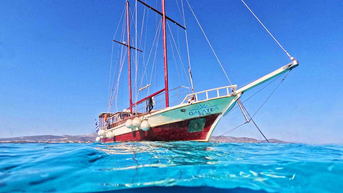 The Galatea boat in Paros